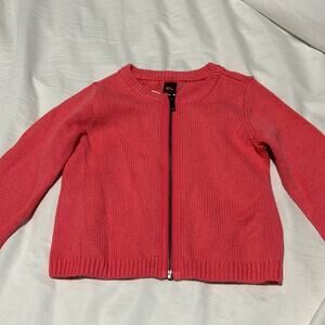 Tea S small melon colored cardigan zip up cotton acrylic woven sweater nwot